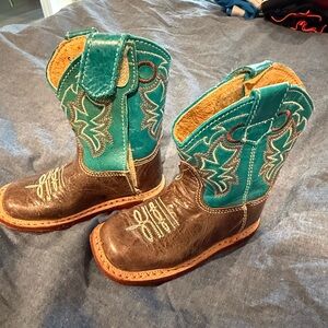 Roper Teal and Tan Kids' Cowboy Boots